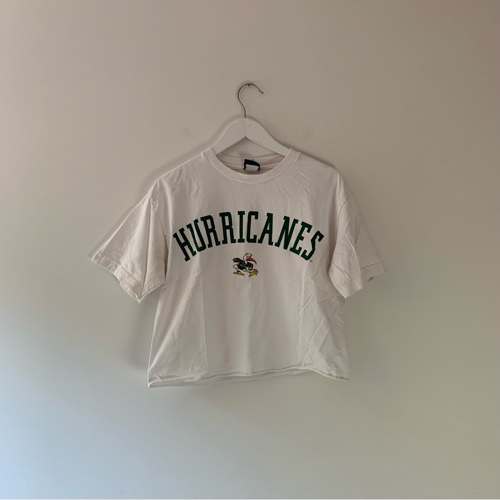 Vintage 90s Hurricanes White Cropped T-shirt